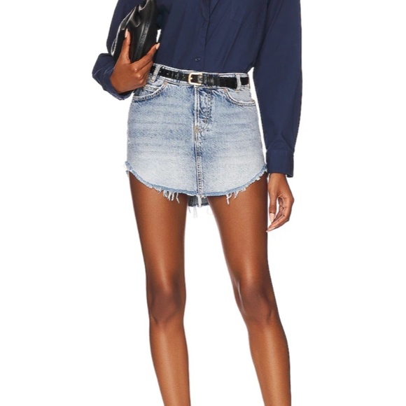 Free People Sky High Denim Mini Skirt Size 12 - Picture 4 of 11